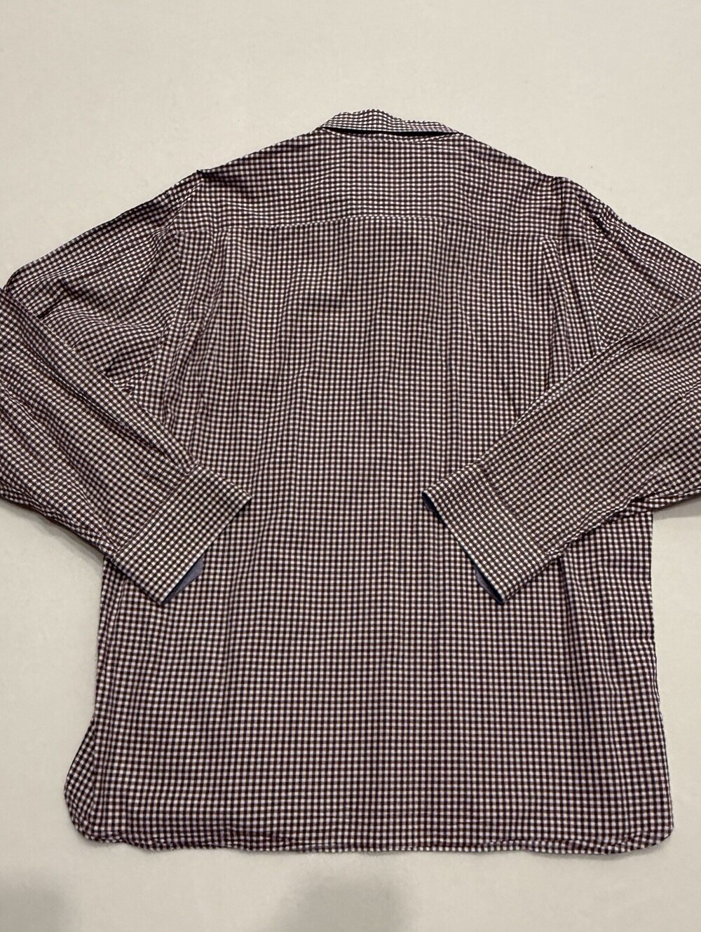 Johnston & Murphy Mens XL Tailored Fit Gingham Button Down Shirt Burgundy White - Picture 2 of 6